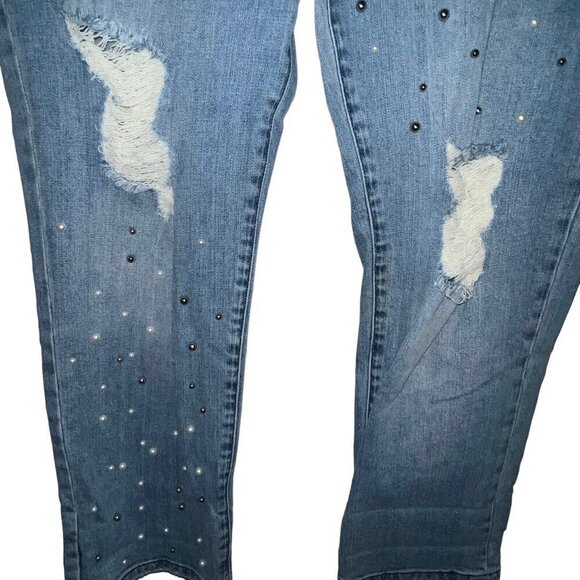 Kut From The Kloth Ankle Straight Leg Distressed Studded Jeans Women Size 16 New - Picture 3 of 13